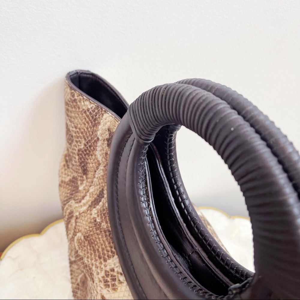 Genuine Leather Brown Ivory Python Print Tote NEW… - image 4